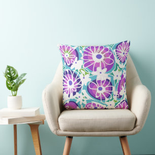 Mazipoodles Love Flowers - Turquoise Purple White  Cushion