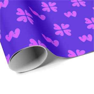 Mazipoodles Magenta Hearts On Blue Wrapping Paper