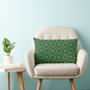 Mazipoodles Mid Century Check Dark Green Lumbar Cushion