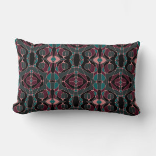Mazipoodles Neuro Art - Black Teal Aubergine Lumbar Cushion