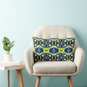 Mazipoodles Neuro Art - Blue Green Yellow Lumbar Cushion