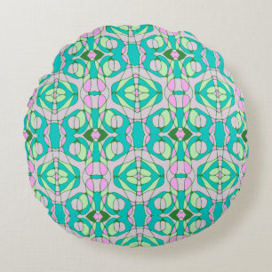 Mazipoodles Neuro Art - Dusty Teal Pink Green  Round Cushion