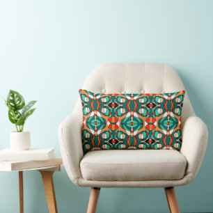 Mazipoodles Neuro Art - Green Orange Red Lumbar Cushion