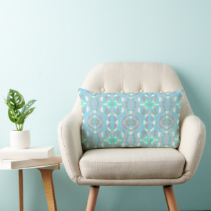 Mazipoodles Neuro Art Grey Blue White Spearmint Lumbar Cushion