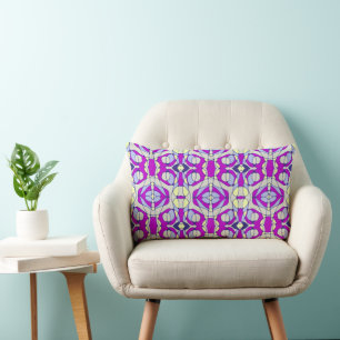Mazipoodles Neuro Art - Purple Grey Yellow Navy Lumbar Cushion