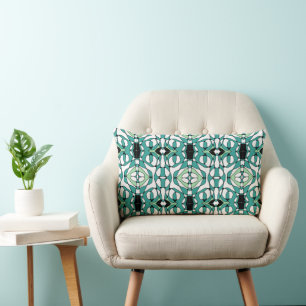 Mazipoodles Neuro Art - Teal Green White Mint Lumbar Cushion
