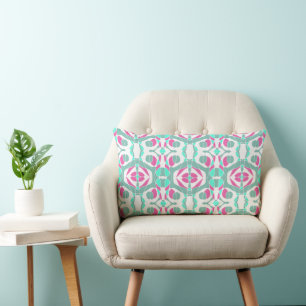 Mazipoodles Neuro Art - Teal Turquoise Cerise Lumbar Cushion