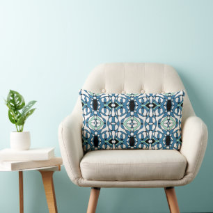 Mazipoodles Neuro Art - Teal white Spearmint Lumbar Cushion