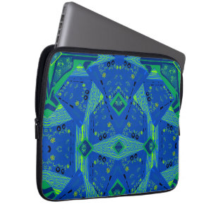 Mazipoodles Origami Chintz Blue Green Laptop Sleeve