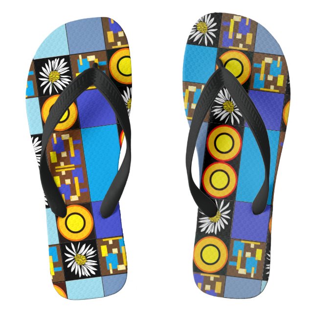 Mazipoodles Patchwork Quilt 3 Blue Thongs (Footbed)