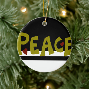 MAZIPOODLES Peace Olive Green Ceramic Ornament