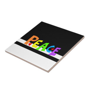 MAZIPOODLES Peace Rainbow Ceramic Tile