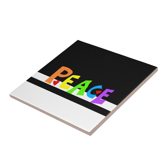 MAZIPOODLES Peace Rainbow Ceramic Tile (Side)