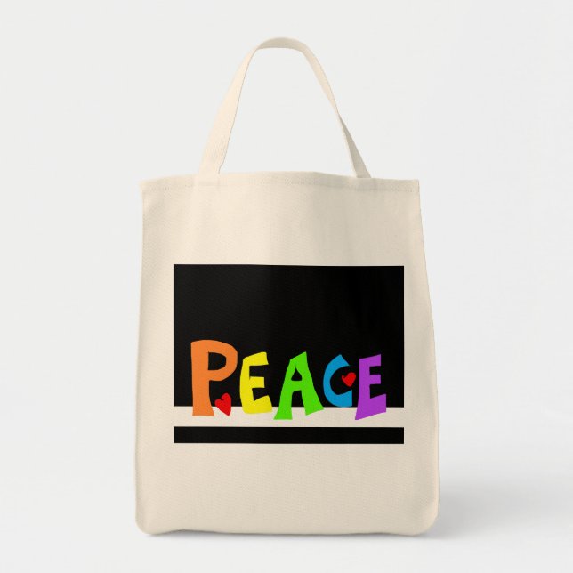MAZIPOODLES Peace Rainbow Tote Bag (Front)