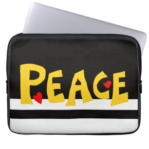 MAZIPOODLES Peace Yellow Laptop Sleeve