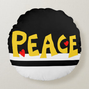 MAZIPOODLES Peace Yellow Round Cushion