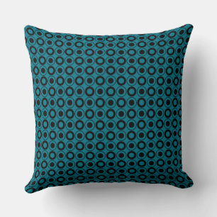 Mazipoodles Polka Dot Doughnuts - Teal Black Cushion