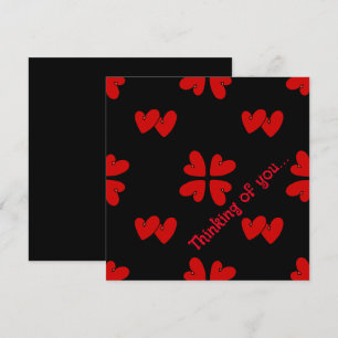 Mazipoodles Red Hearts On Black Thinking Of You Card