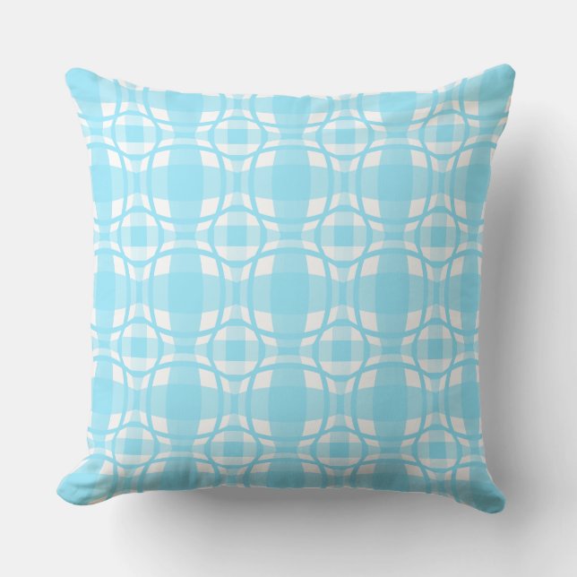Mazipoodles Square Circle Plaid Baby Blue Cushion (Front)