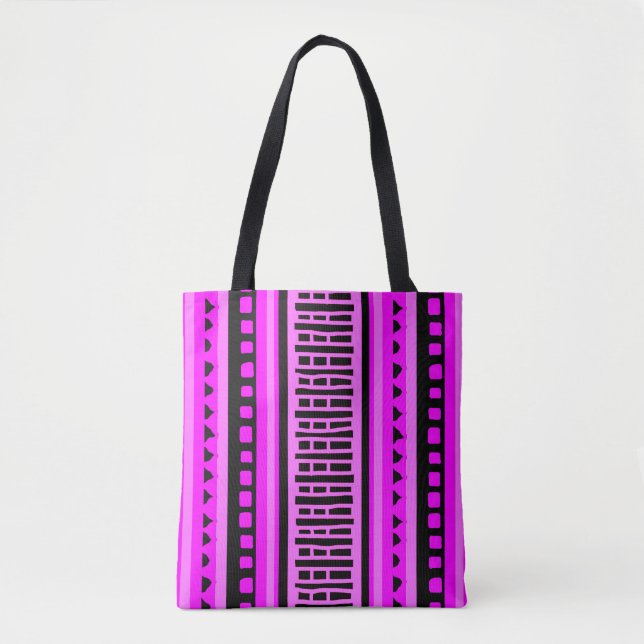 MAZIPOODLES Striped Ribbed Knitting Pattern 001 B  Tote Bag (Front)
