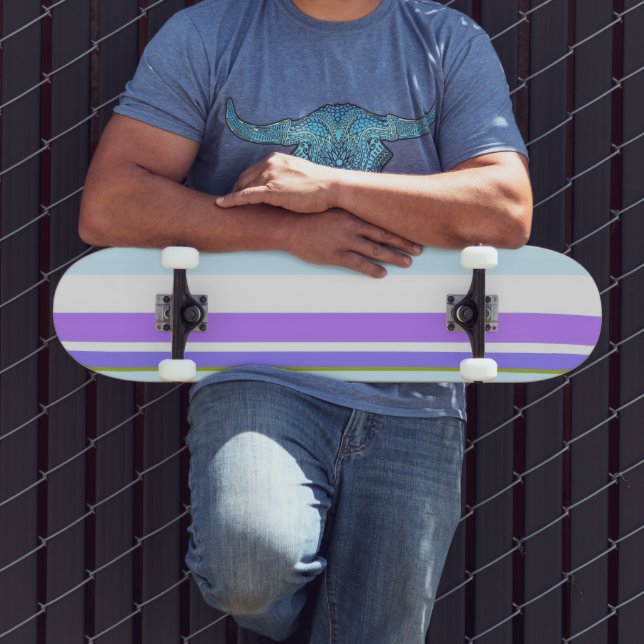 MAZIPOODLES Stripes Spaghetti 14 Skateboard (Outdoor 3)