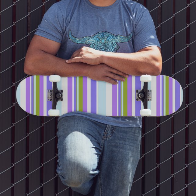 MAZIPOODLES Stripes Spaghetti 14 Skateboard (Outdoor 3)