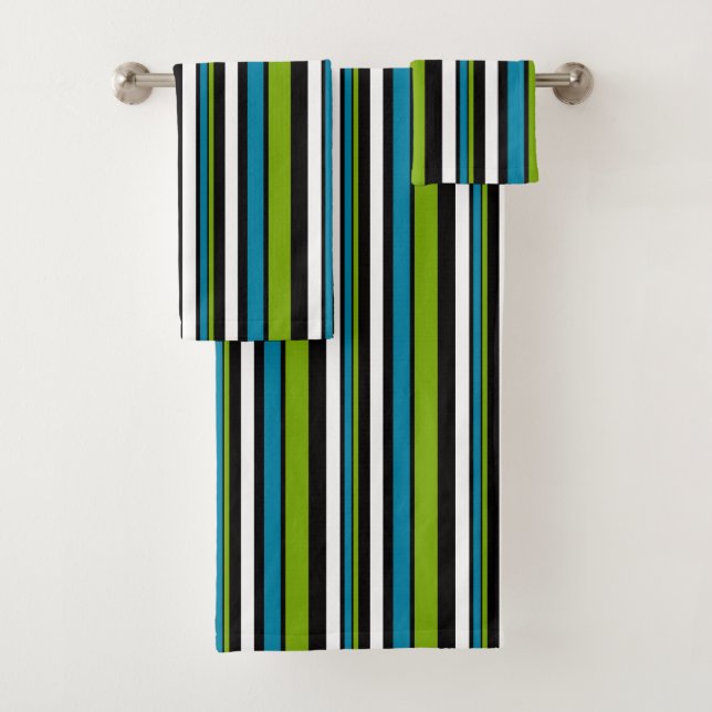 MAZIPOODLES Stripes Spaghetti 46 Bath Towel Set (Insitu)