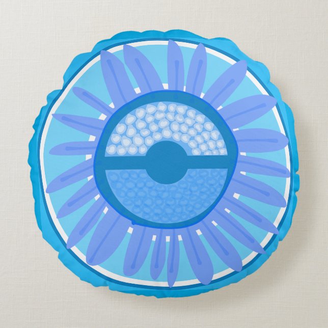 Mazipoodles Sunflower Sunshine: Blue 4  Round Cushion (Front)