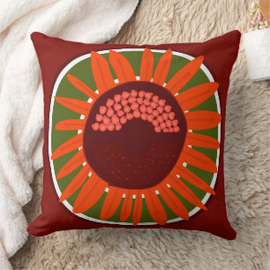 Mazipoodles Sunflower Sunshine: Brown Green Orange Cushion