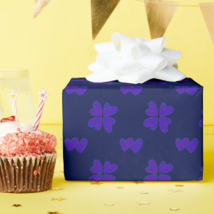Mazipoodles Violet Hearts On Indigo Wrapping Paper