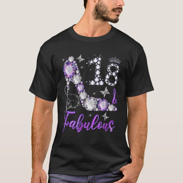 Mb 18 And Fabulous 18Th Birthday Diamond High Heel T-Shirt (Front)