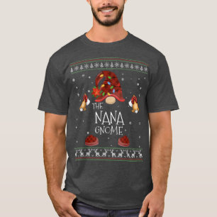 mb Nana Gnome Buffalo Plaid Christmas Light Ugly S T-Shirt