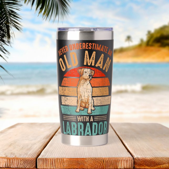 mb Never Underestimate An Old Man With A Labrador Insulated Tumbler (Beach (Rotated))