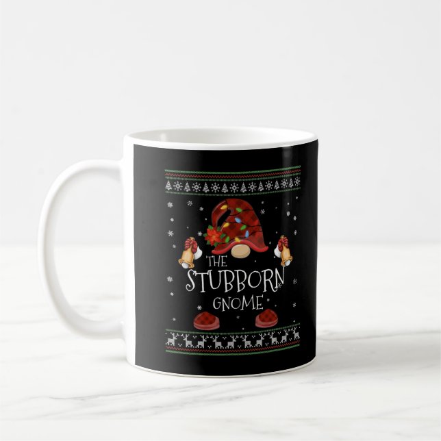 mb Stubborn Gnome Buffalo Plaid Christmas Light Ug Coffee Mug (Left)