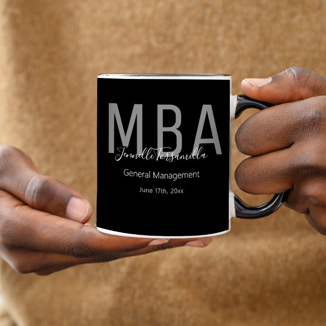 MBA Black Grey White Date Name Graduate Degree Mug (Creator Uploaded)