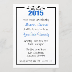 MBA Grad 2015 Graduation Invite (Blue Caps)
