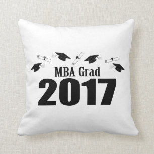 MBA Grad 2017 Caps And Diplomas (Black) Cushion