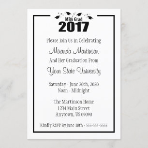 MBA Grad 2017 Graduation Invite (Black Caps)