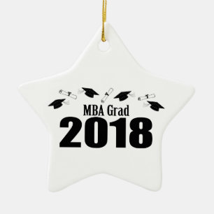 MBA Grad 2018 Caps And Diplomas (Black) Ceramic Ornament