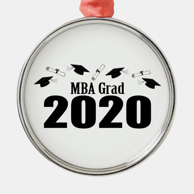 MBA Grad 2020 Caps And Diplomas (Black Metal Ornament (Front)