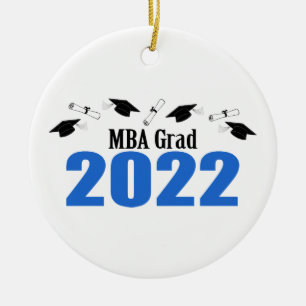 MBA Grad 2022 Caps And Diplomas (Blue) Ceramic Ornament