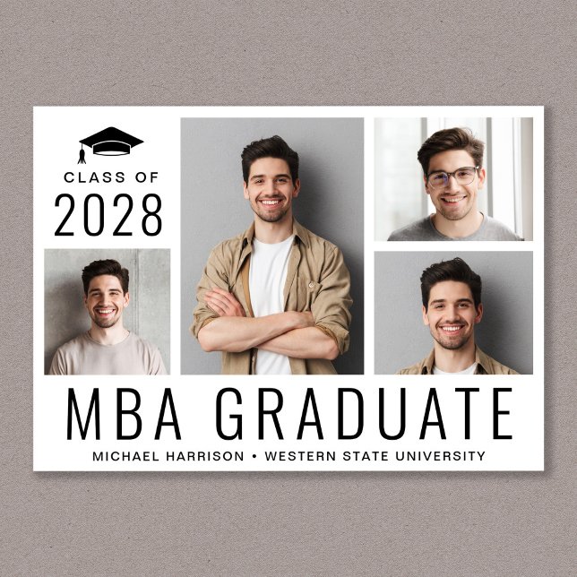 MBA Graduate 5 Photo Masters Degree Graduation Announcement (Creator Uploaded)