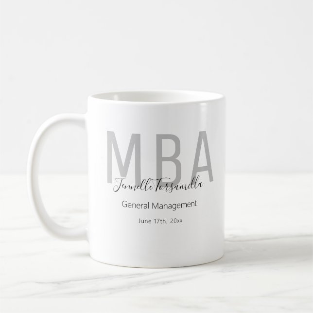 MBA Grey Black Date Name Graduate Degree Coffee Mug (Left)