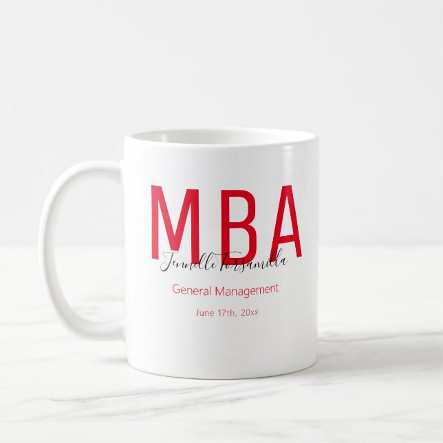 MBA Red Black Date Name Graduate Degree Coffee Mug (Left)