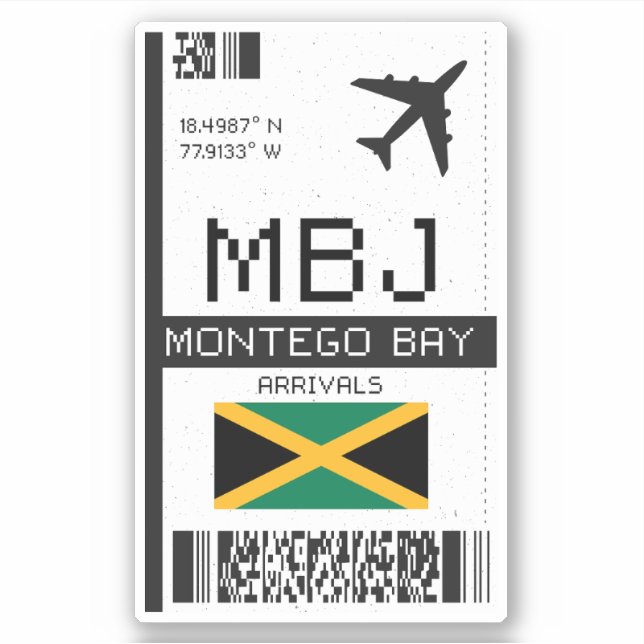 MBJ Montego Bay Boarding Pass - Jamaica Travel (Front)