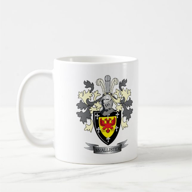 McAllister Family Crest Coat of Arms Coffee Mug (Left)