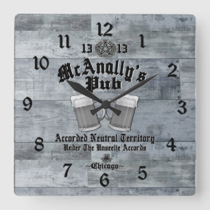 McAnally's Pub Black Logo Square Wall Clock