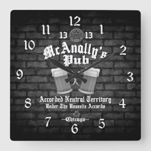 McAnally's Pub White Logo 2 Square Wall Clock