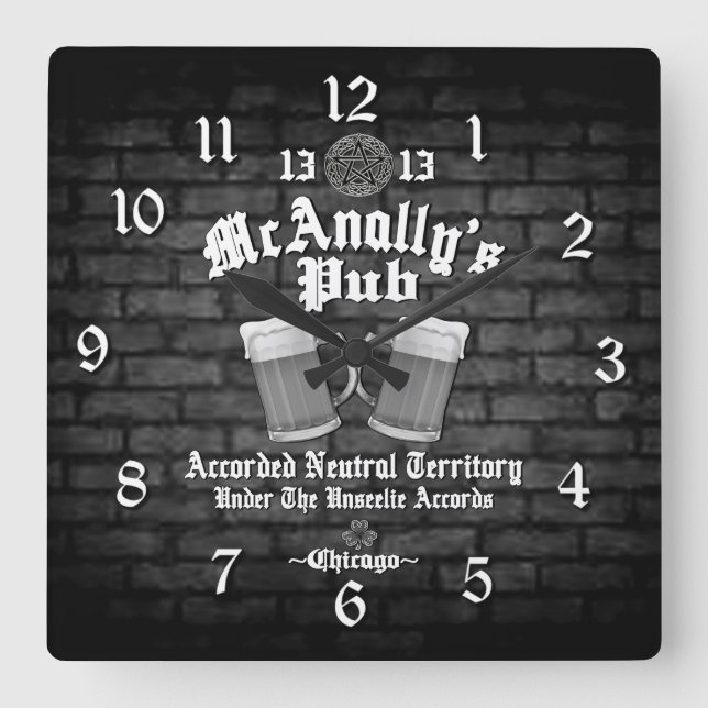 McAnally's Pub White Logo 2 Square Wall Clock (Front)