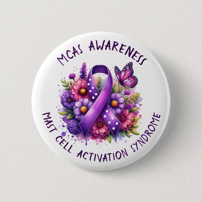 MCAS Mast Cell Activation Syndrome Awareness  6 Cm Round Badge (Front)